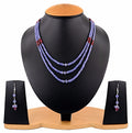 3-4 mm Tanzanite Gemstone Beads with Rubies Beads Three Row Designer Necklace - ZeeDiamonds