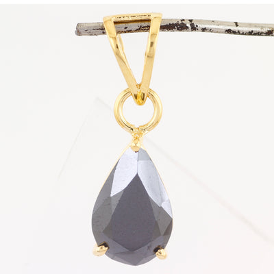 4.7 Cts Certified Pear Shape Black Diamond Pendant in 18K Gold - Free Chain - ZeeDiamonds