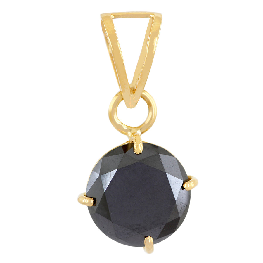 3.5 Cts Certified Round Shape Black Diamond Pendant in 18K Gold - Free Chain - ZeeDiamonds