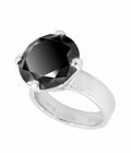 6 Ct AAA Quality Certified Black Diamond Solitaire Silver Ring - ZeeDiamonds