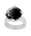 6 Ct AAA Quality Certified Black Diamond Solitaire Silver Ring - ZeeDiamonds