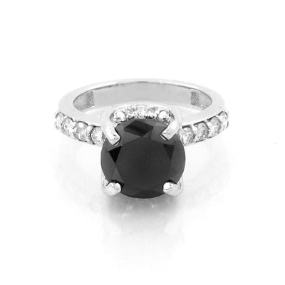 2.5 Ct Certified Black Diamond Engagement Ring With White Diamonds - ZeeDiamonds