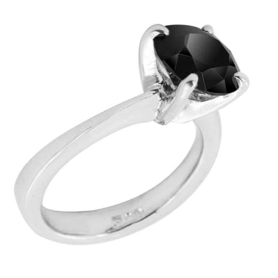 2 Ct Round Black Diamond Ring in Sterling Silver for Women's - ZeeDiamonds