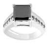 3.6 Ct, Asscher Shape Black Diamond Ring With Black Diamonds Accents - ZeeDiamonds