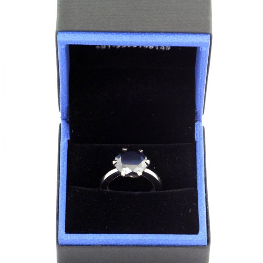 3-5 Cts Round Brilliant Cut Black Diamond Solitaire Ring In 925 Silver - ZeeDiamonds