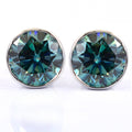 3.50 Ct Certified Amazing Blue Diamond Stud Earrings in 925 Silver with Bezel! Great Sparkle & Elegant Look! Gift For Birthday! - ZeeDiamonds