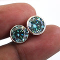3.50 Ct Certified Amazing Blue Diamond Stud Earrings in 925 Silver with Bezel! Great Sparkle & Elegant Look! Gift For Birthday! - ZeeDiamonds