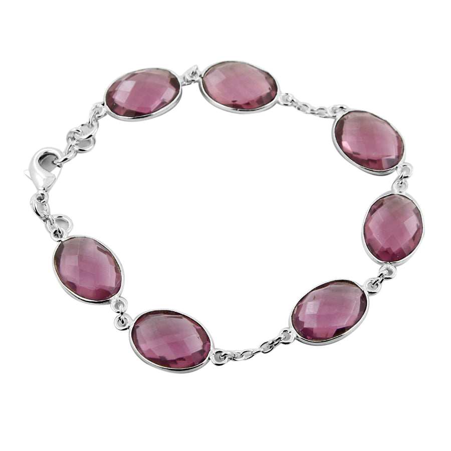 Amethyst Gemstone Connector Link Bracelet In Sterling Silver - ZeeDiamonds