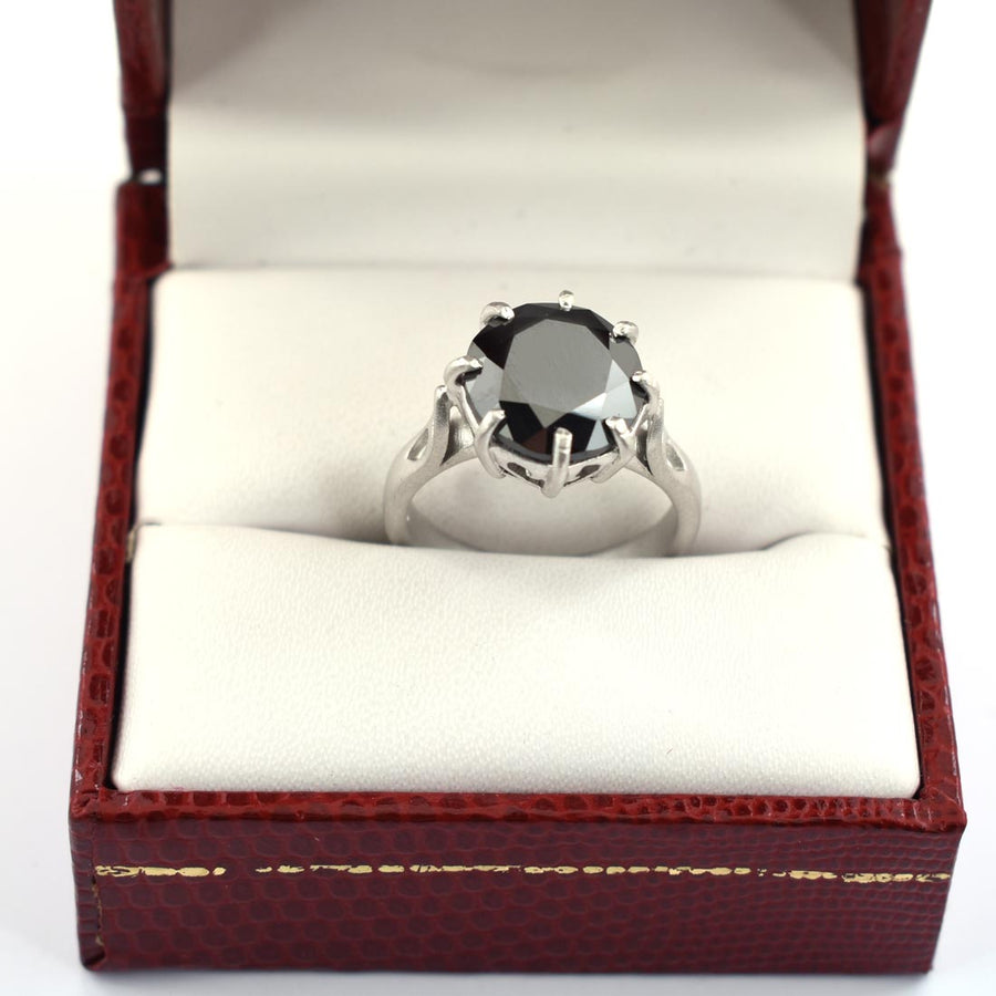 3-4 Cts Round Brilliant Cut Black Diamond Solitaire Ring With Prong Setting - ZeeDiamonds
