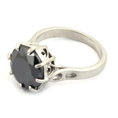 3-4 Cts Round Brilliant Cut Black Diamond Solitaire Ring With Prong Setting - ZeeDiamonds