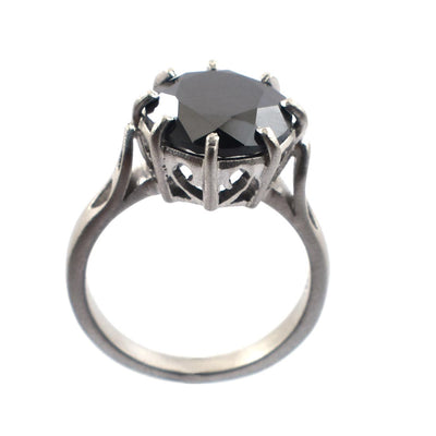 3-4 Cts Round Brilliant Cut Black Diamond Solitaire Ring With Prong Setting - ZeeDiamonds