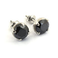 3 Ct AAA Certified Black Diamond Studs in 925 Silver, Prong Setting - ZeeDiamonds