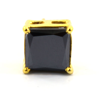 1.25 Ct AAA Certified Princess Cut Black Diamond Studs in Yellow Gold - ZeeDiamonds