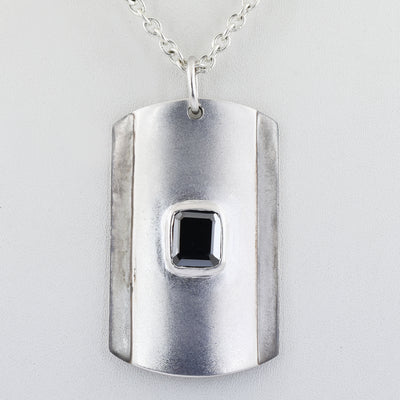 2.5 Ct Black Diamond Dog Tag handmade Pendant in 925 Silver - ZeeDiamonds