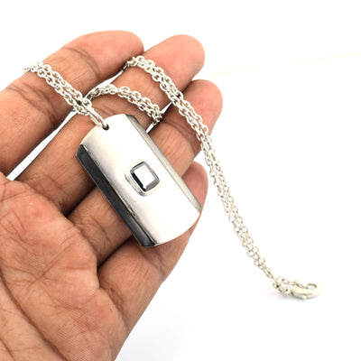 2.5 Ct Black Diamond Dog Tag handmade Pendant in 925 Silver - ZeeDiamonds