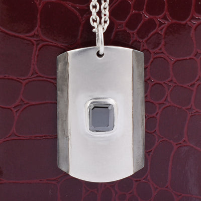2.5 Ct Black Diamond Dog Tag handmade Pendant in 925 Silver - ZeeDiamonds