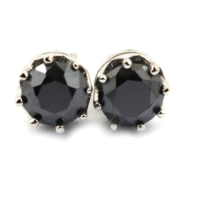 4 Ct AAA Certified Black Diamond Solitaire Studs in 925 Silver, Great Shine - ZeeDiamonds