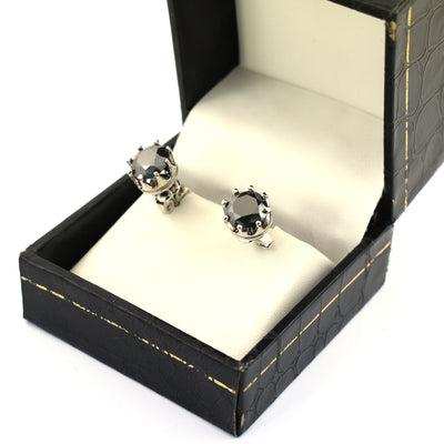 4 Ct AAA Certified Black Diamond Solitaire Studs in 925 Silver, Great Shine - ZeeDiamonds