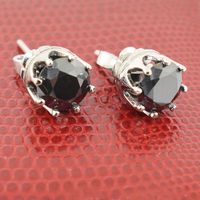 4 Ct AAA Certified Black Diamond Solitaire Studs in 925 Silver, Great Shine - ZeeDiamonds