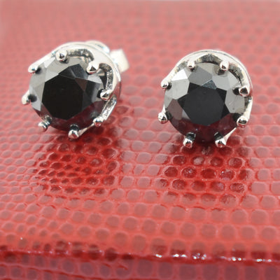 4 Ct AAA Certified Black Diamond Solitaire Studs in 925 Silver, Great Shine - ZeeDiamonds