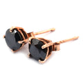 4 Ct AAA Certified Round Shape Black Diamond Rose Gold Studs - ZeeDiamonds