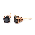 4 Ct AAA Certified Round Shape Black Diamond Rose Gold Studs - ZeeDiamonds