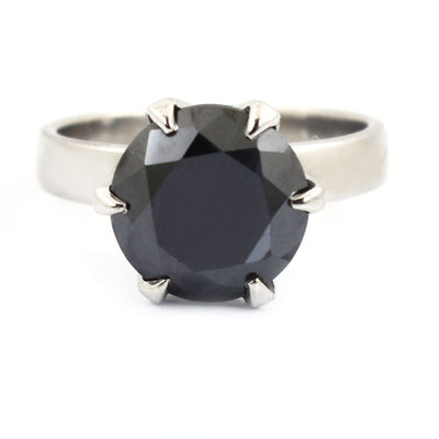 3-4 Ct Certified Brilliant Cut Black Diamond Solitaire Ring - ZeeDiamonds