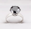 3-4 Ct Certified Brilliant Cut Black Diamond Solitaire Ring - ZeeDiamonds