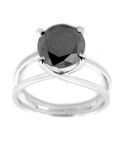 1-3 Ct Round Brilliant Cut Black Diamond Solitaire Ring - ZeeDiamonds
