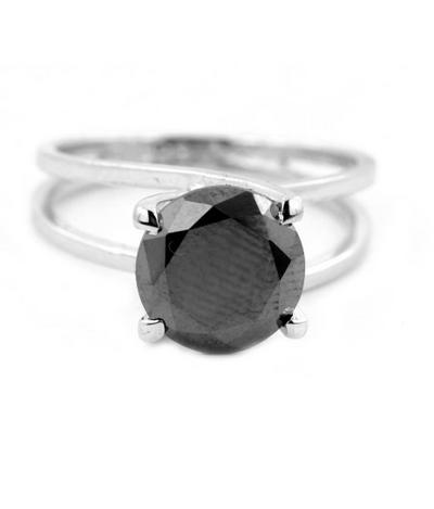 1-3 Ct Round Brilliant Cut Black Diamond Solitaire Ring - ZeeDiamonds