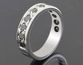 Black Diamond Accents Wedding Band Ring in Sterling Silver For Gift - ZeeDiamonds