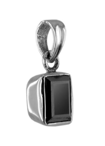 3-5 Ct, Rectangle Shape Black Diamond Pendant in Sterling Silver - ZeeDiamonds
