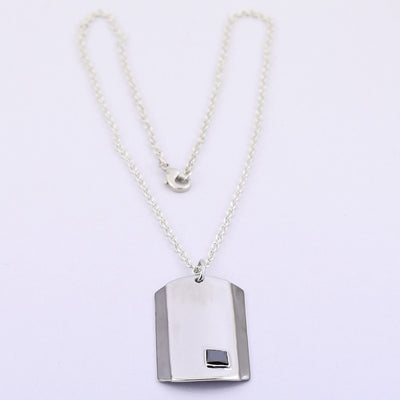 AAA 0.85 Cts Diamond Tag Necklace,Diamond Dog Tag, Gift For Son,Boyfriend,Father - ZeeDiamonds