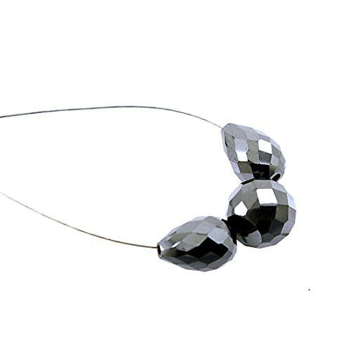 9.10 Ct+ Black Diamond Bead For Jewelry Making AAA Quality - 3 Pcs - ZeeDiamonds