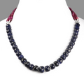 7-8 mm Faceted Blue Sapphire Gemstone Necklace With African Rubies - ZeeDiamonds