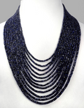 3-4 mm Beads 12 Strand Blue Sapphire Gemstone  Necklace - ZeeDiamonds