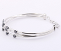 1.8 Carats Black Diamond Beads, Bangle Bracelet In Sterling Silver, Gift For Wife - ZeeDiamonds