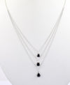 Round, Pear and Cushion Shape 3 Row Black Diamond Layered Necklace - ZeeDiamonds