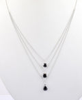 Round, Pear and Cushion Shape 3 Row Black Diamond Layered Necklace - ZeeDiamonds