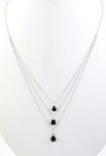 Round, Pear and Cushion Shape 3 Row Black Diamond Layered Necklace - ZeeDiamonds