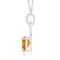 Citrine Pendant with Diamonds in 925 Silver/14 K Gold. VVS1;G Color Diamonds.Certified. - ZeeDiamonds