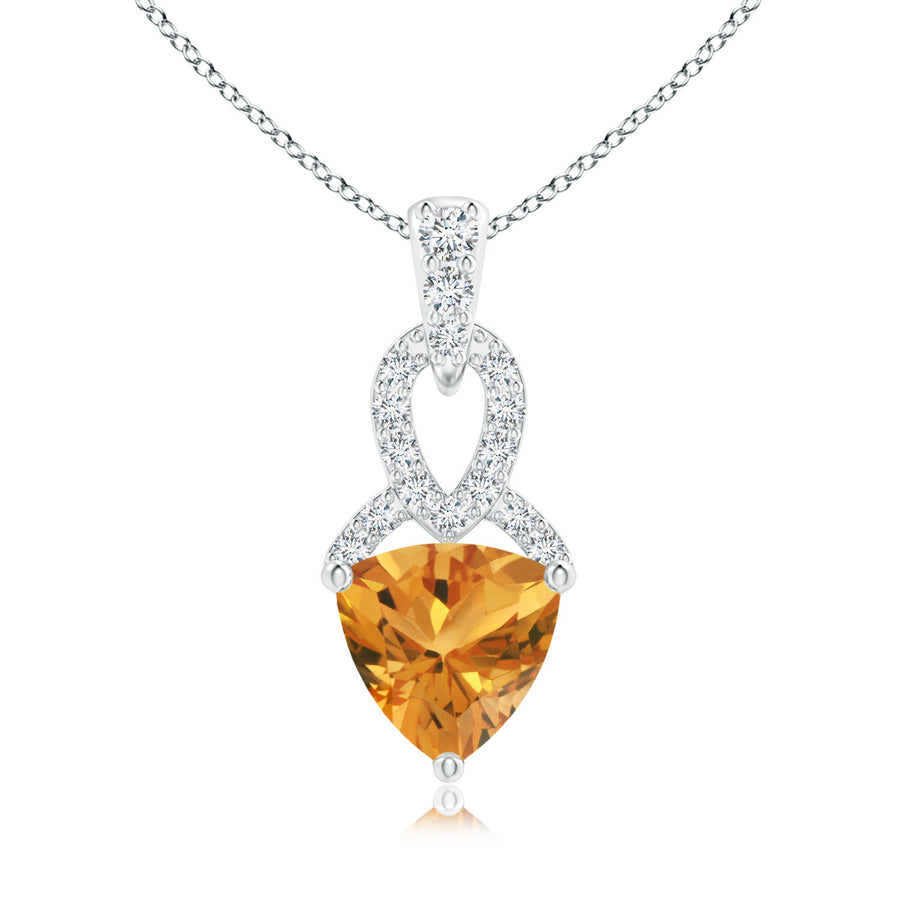 Citrine Pendant with Diamonds in 925 Silver/14 K Gold. VVS1;G Color Diamonds.Certified. - ZeeDiamonds