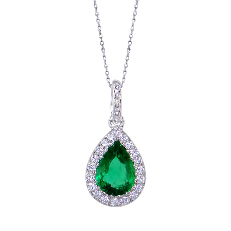 Stunning Emerald Pendant With White Diamond Accents - ZeeDiamonds