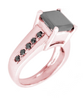 2.25 Ct Princess Cut Black Diamond with Black Diamond Accents, Fancy Ring In Rose Gold - ZeeDiamonds