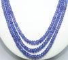4-5 mm Tanzanite Gemstone Beads Three Row Necklace 100% Certified - ZeeDiamonds