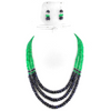3 Row Emerald And Blue Sapphire Multi Gemstone Necklace - ZeeDiamonds