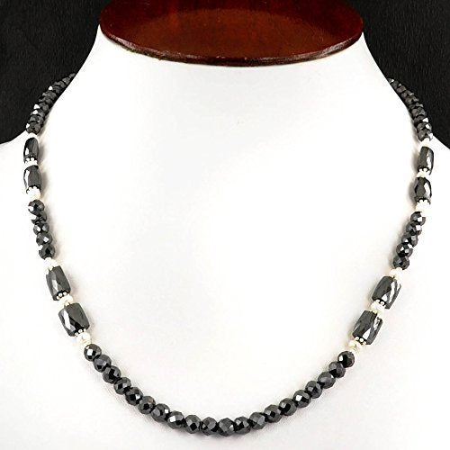Certified 6 mm Round Black Diamond Beaded Necklace - Great Shine & Luster!  16 to 28 options.