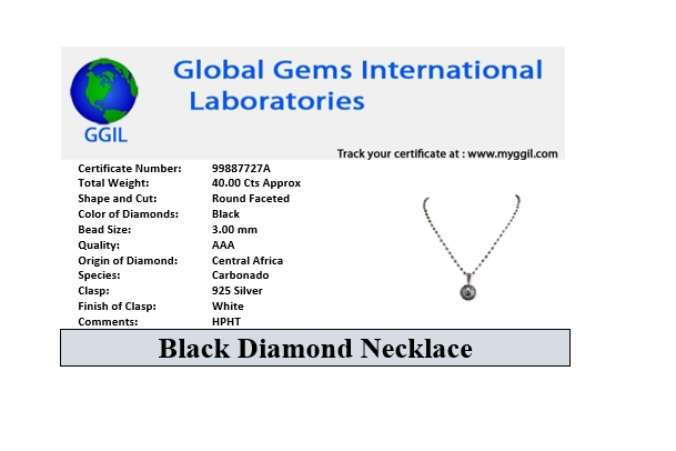 Designer 3 mm Faceted Black Diamond Chain Necklace 16-18 Inches with Fancy Pendant! Great Shine & Ideal Gift for Birthday - ZeeDiamonds