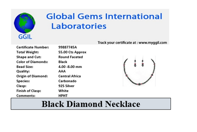4-8 mm Black Diamond Designer Necklace with Ruby Beads & Matching Dangler Earrings. Certified Beads! Great Shine & Amazing Look - ZeeDiamonds