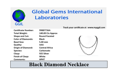 Amazing Certified 5 mm Black Diamond Faceted Beads Chain Necklace. Great Shine & Excellent Cut - ZeeDiamonds